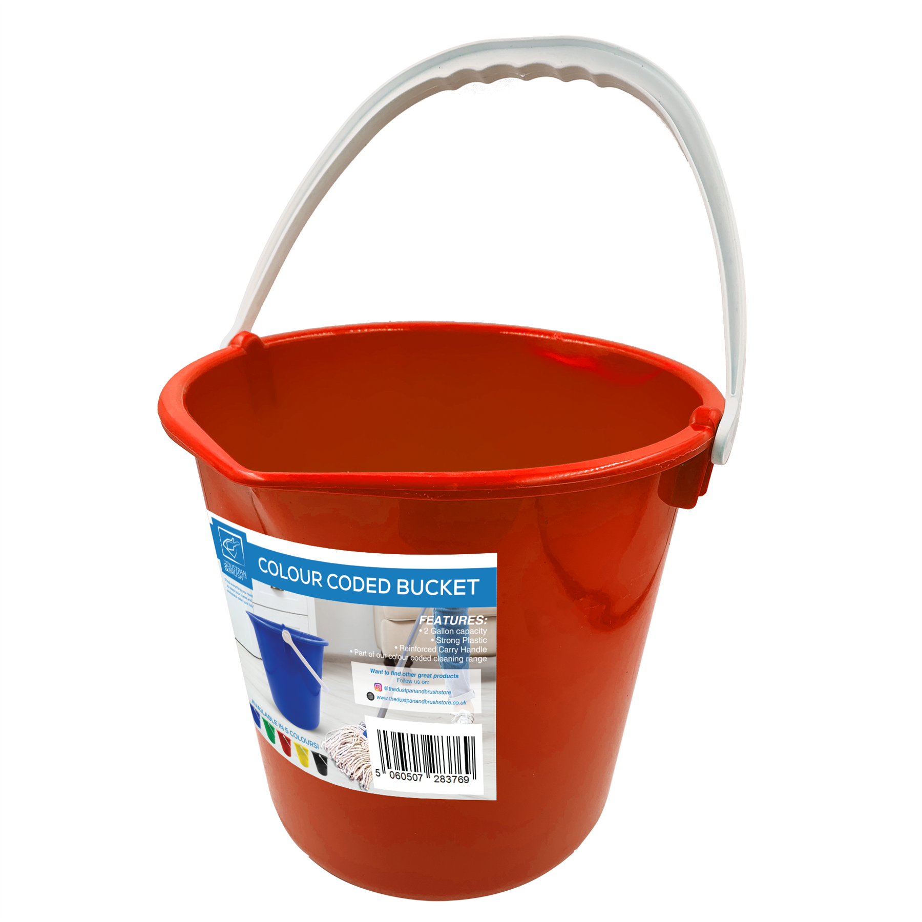 10L Plastic Cleaning Bucket - Blue, Green, Red, Yellow & Black