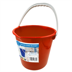 10L Plastic Cleaning Bucket - Blue, Green, Red, Yellow & Black