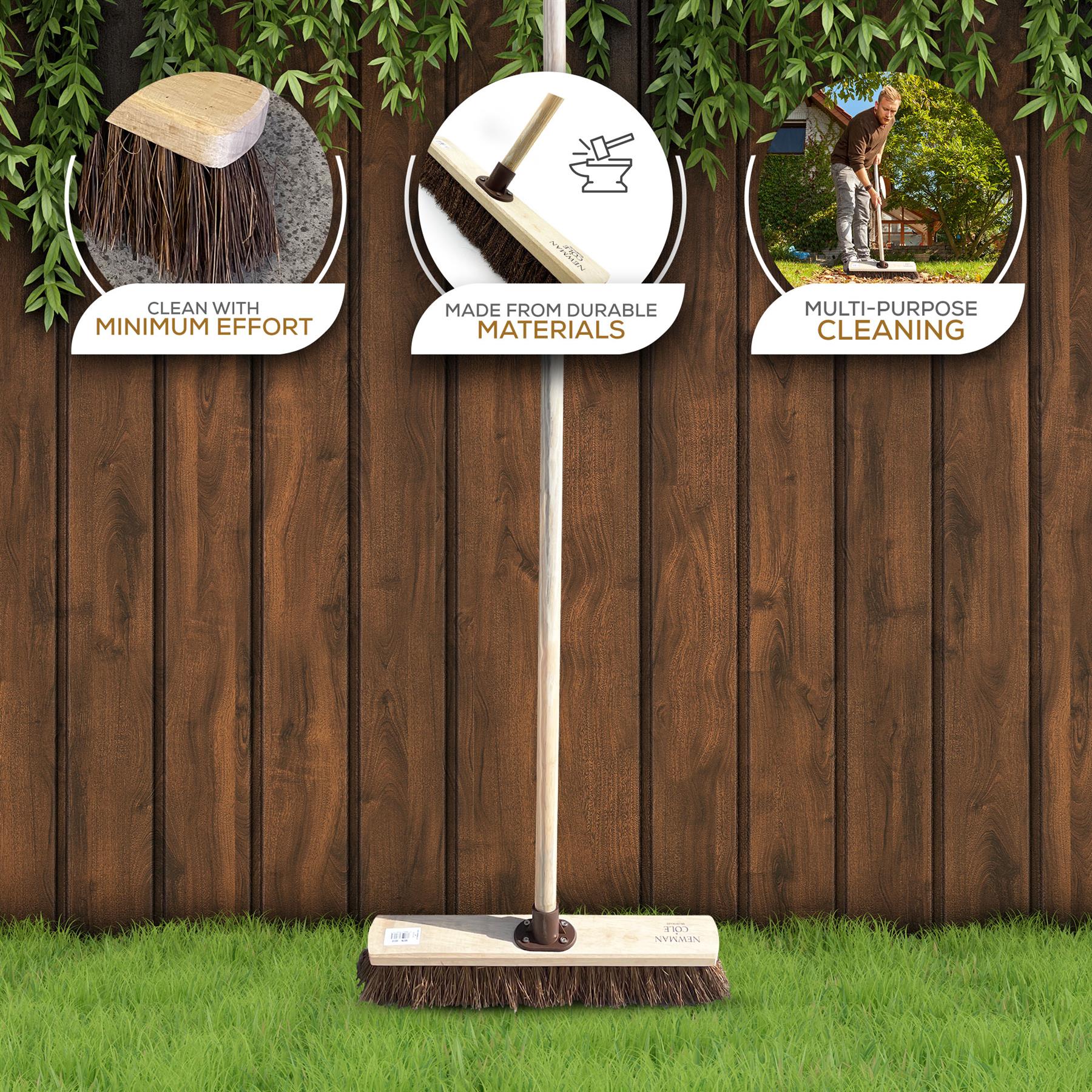18" Newman & Cole Bassine Broom with Handle | Heavy Duty Outdoor Brush