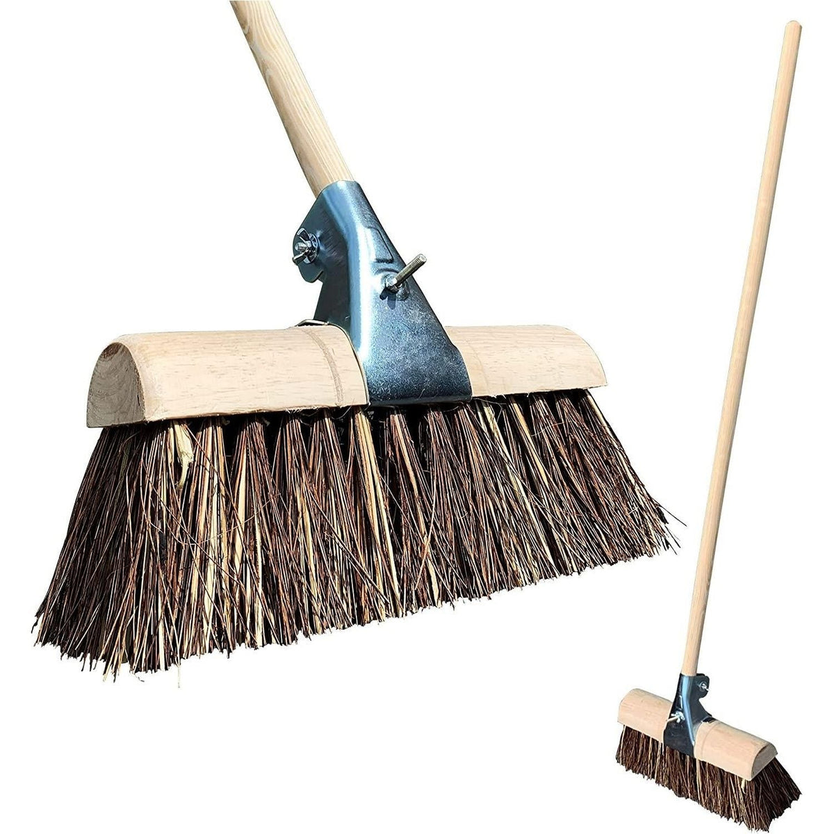 13" Newman & Cole Saddleback Yard Broom | Bass & Cane Stiff Outdoor Brush