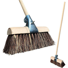 13" Newman & Cole Saddleback Yard Broom | Bass & Cane Stiff Outdoor Brush