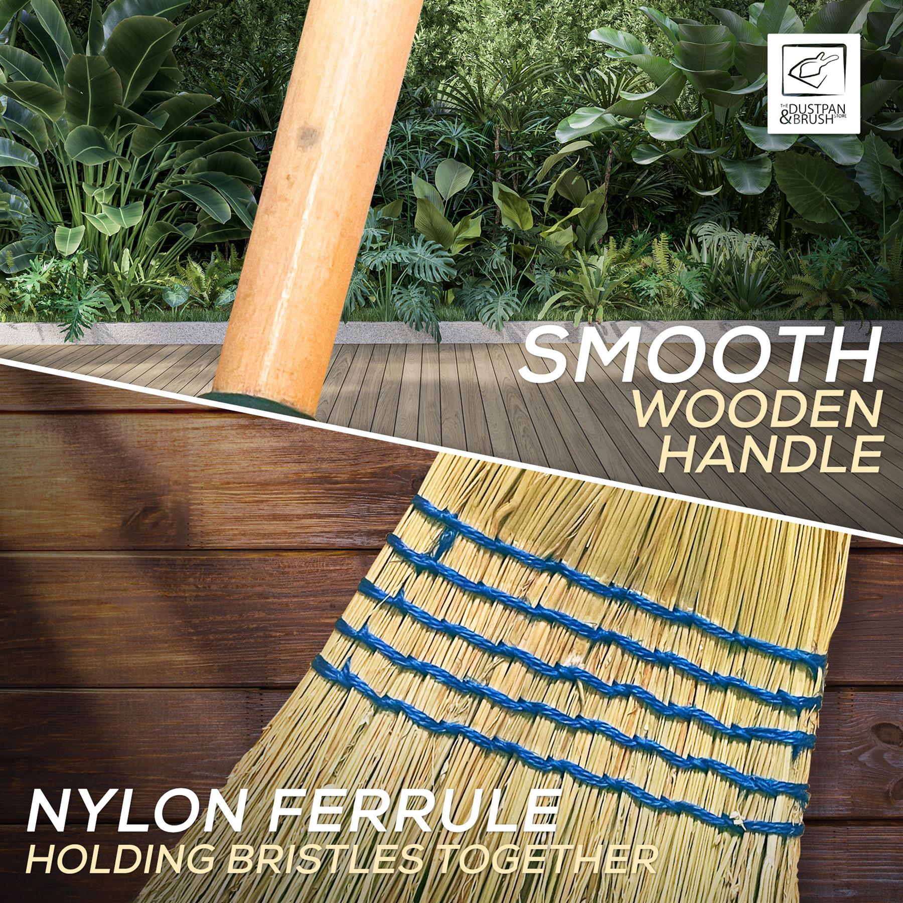 Traditional Corn Broom with Wooden Handle for Outdoor Sweeping