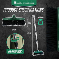 10" Outdoor Broom and 4 Piece Handle