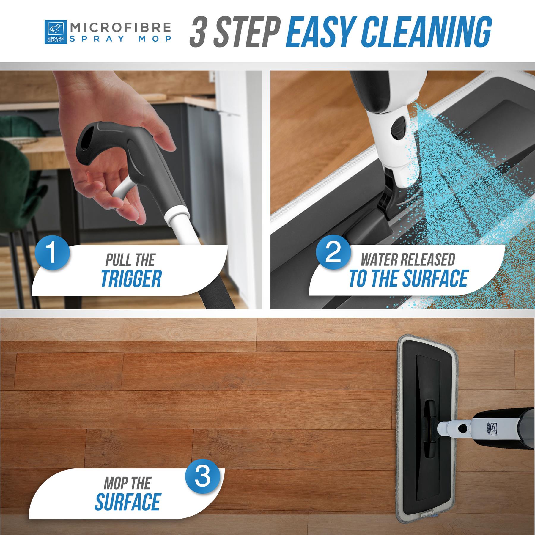 Spray Mop with 3 Washable Microfibre Mop Pads