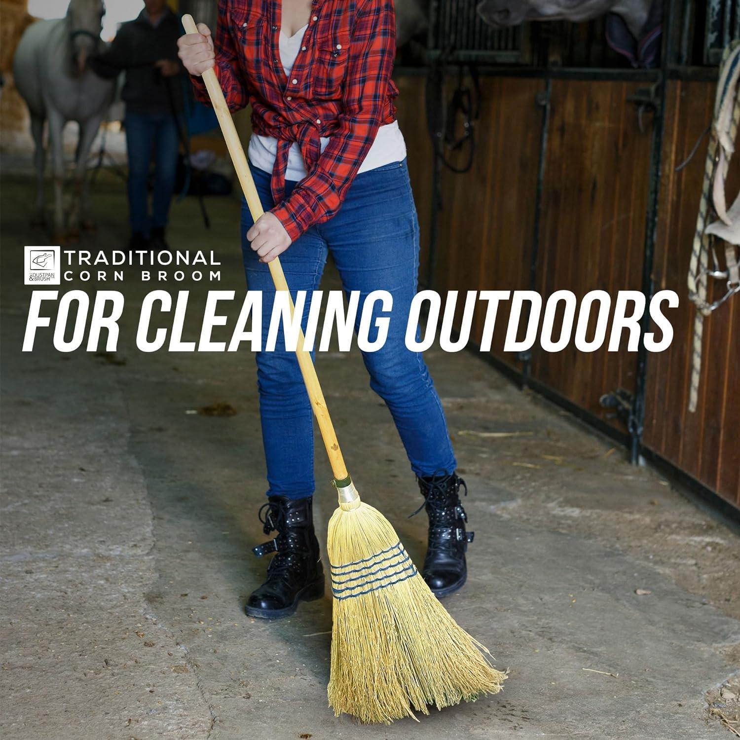 Traditional American Corn Broom Natural Outdoor Sweeping Brush
