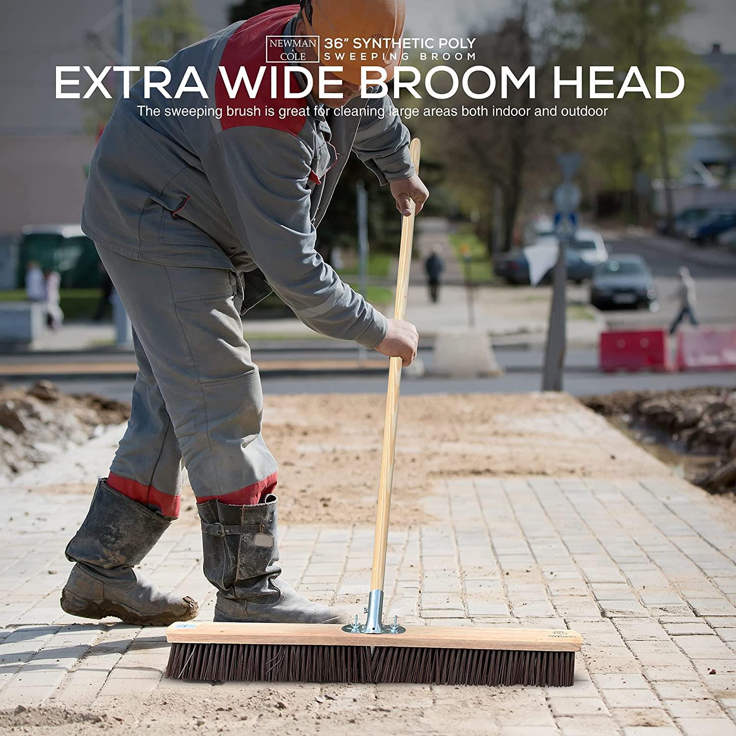 Newman and Cole 36" Broom Head with Hole – Stiff PVC Yard Brush
