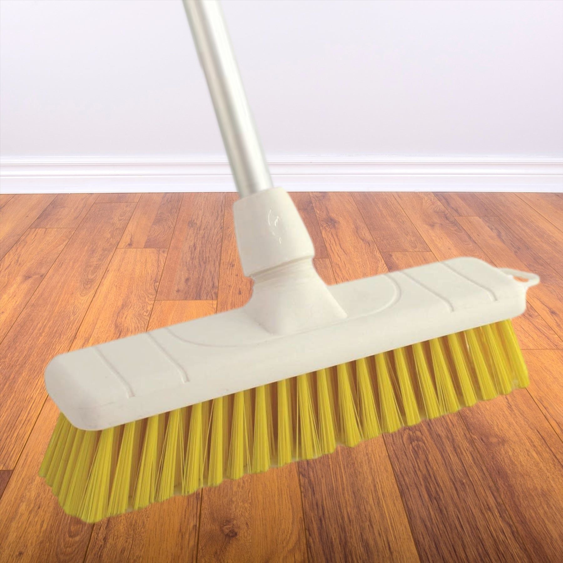 Yellow Colour Coded 12" Soft Sweeping Broom & Handle
