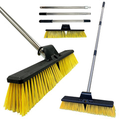 18 Inch Yard Broom with Multi Section Handle – Outdoor Sweeping Brush