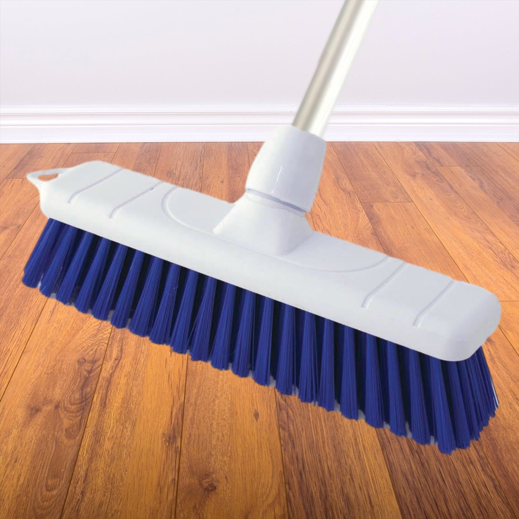 Blue 12" Soft Colour Coded Hygiene Broom with Aluminium Handle