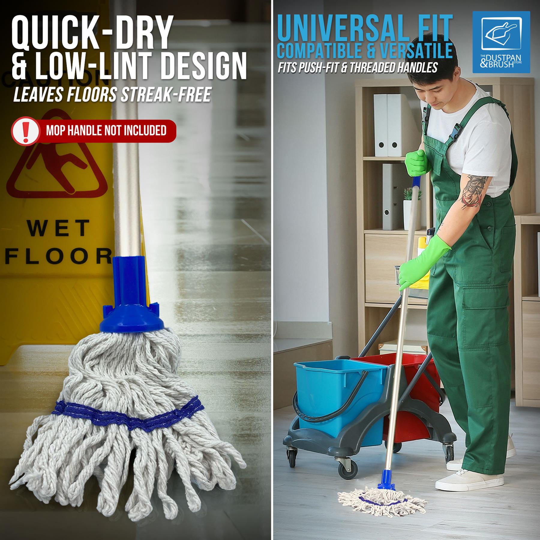 Colour Coded 350mm Looped Pure Yarn Cotton Mop Heads – Pack of 5