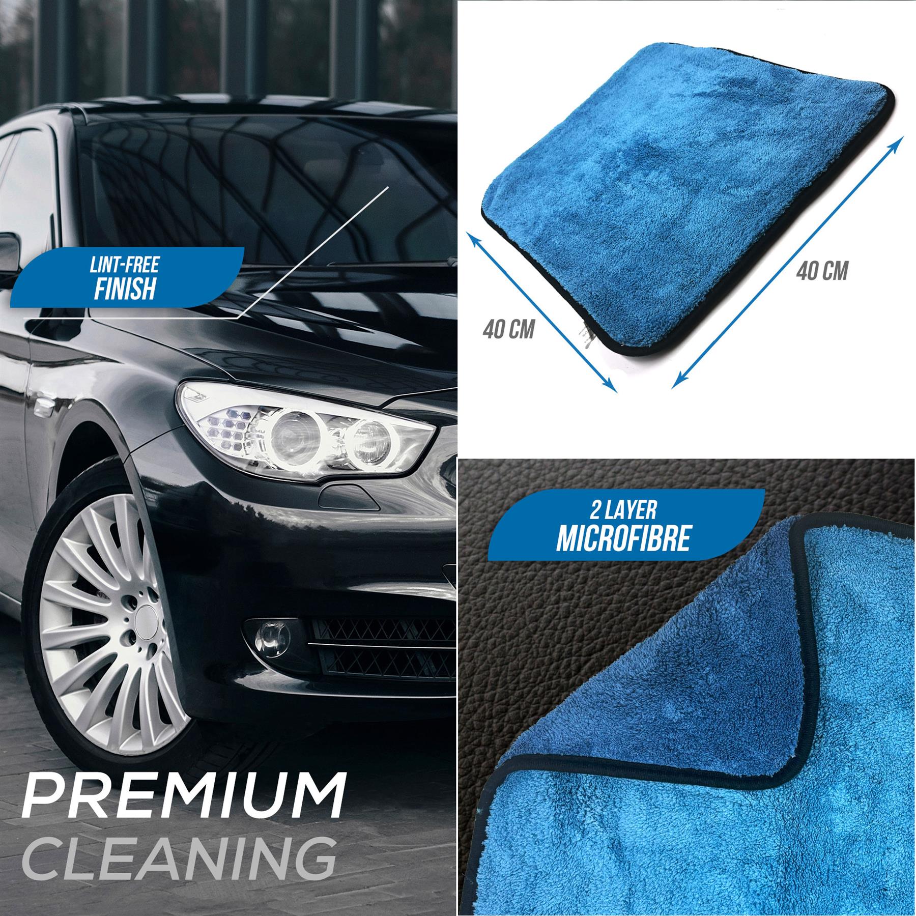 Thick Microfibre Drying Towel for Cars Glass & Polishing