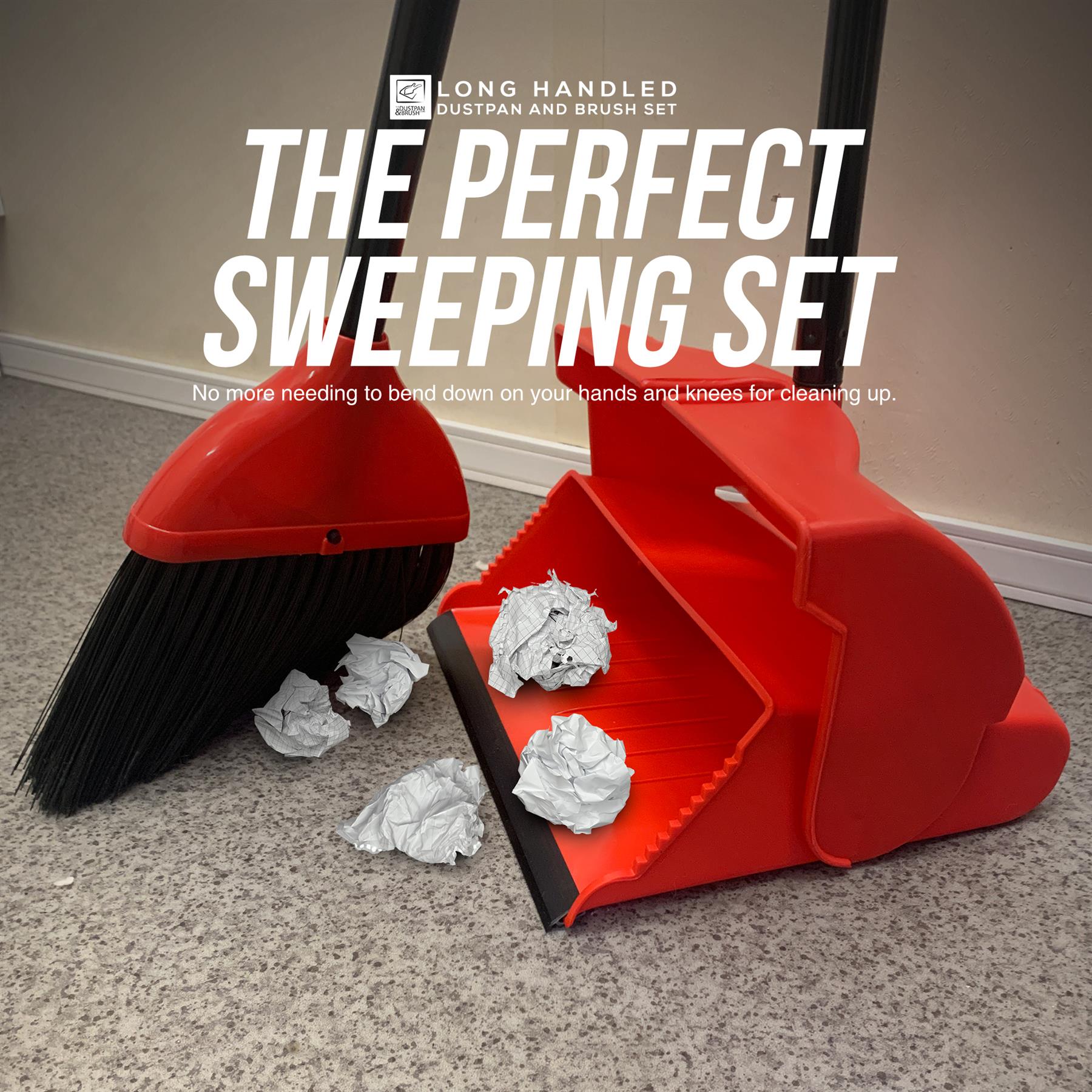 Long Handled Dustpan and Brush Set – Upright Floor Cleaner for Easy Cleaning
