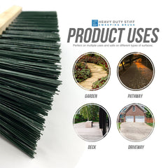 11" Green Stiff PVC Bristle Broom and Screw Fit Metal Handle