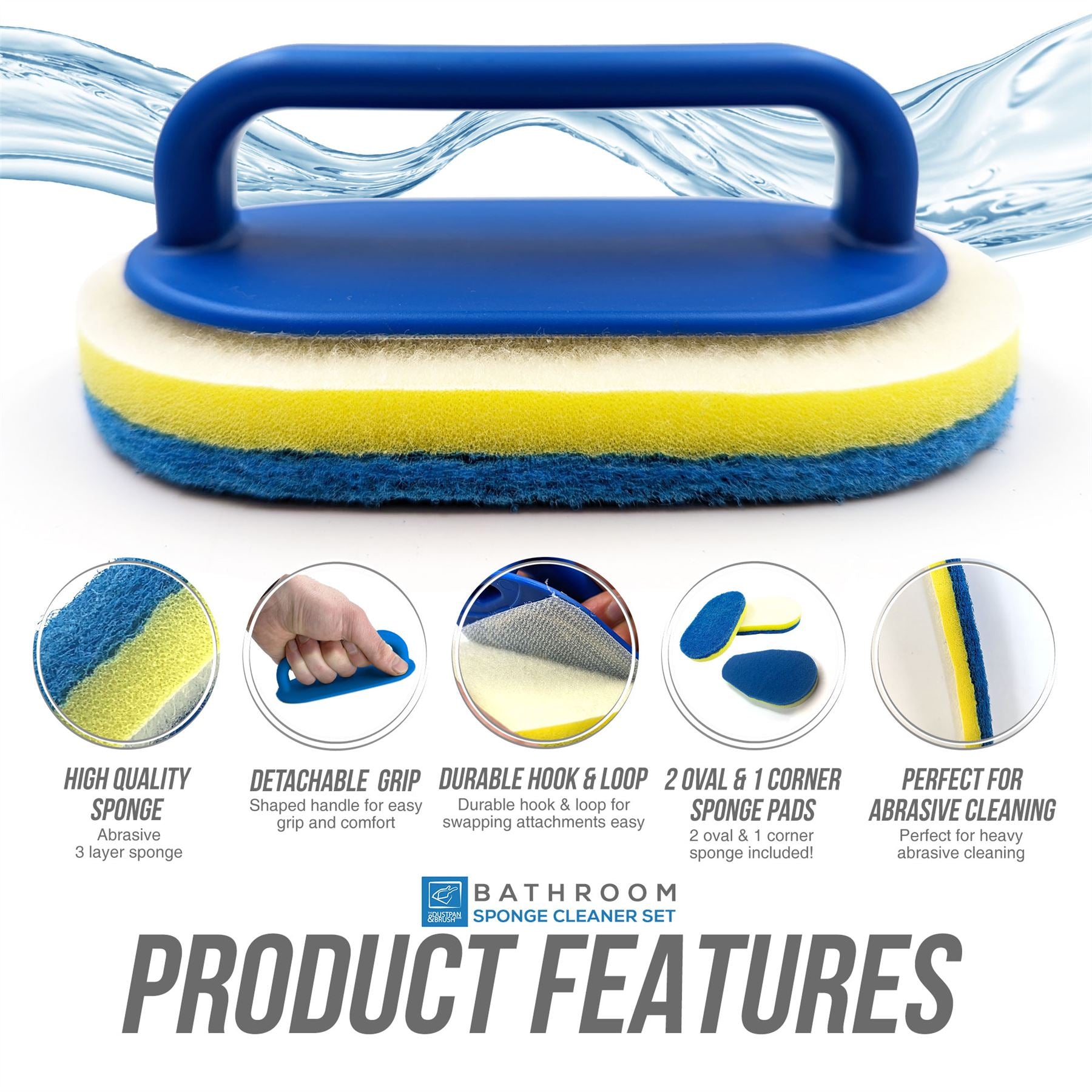 Easy Grip Cleaning Sponge with Removable Scrub Pads