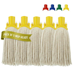 Yellow Colour Coded Cotton Mop Heads 12PY Pack of 5