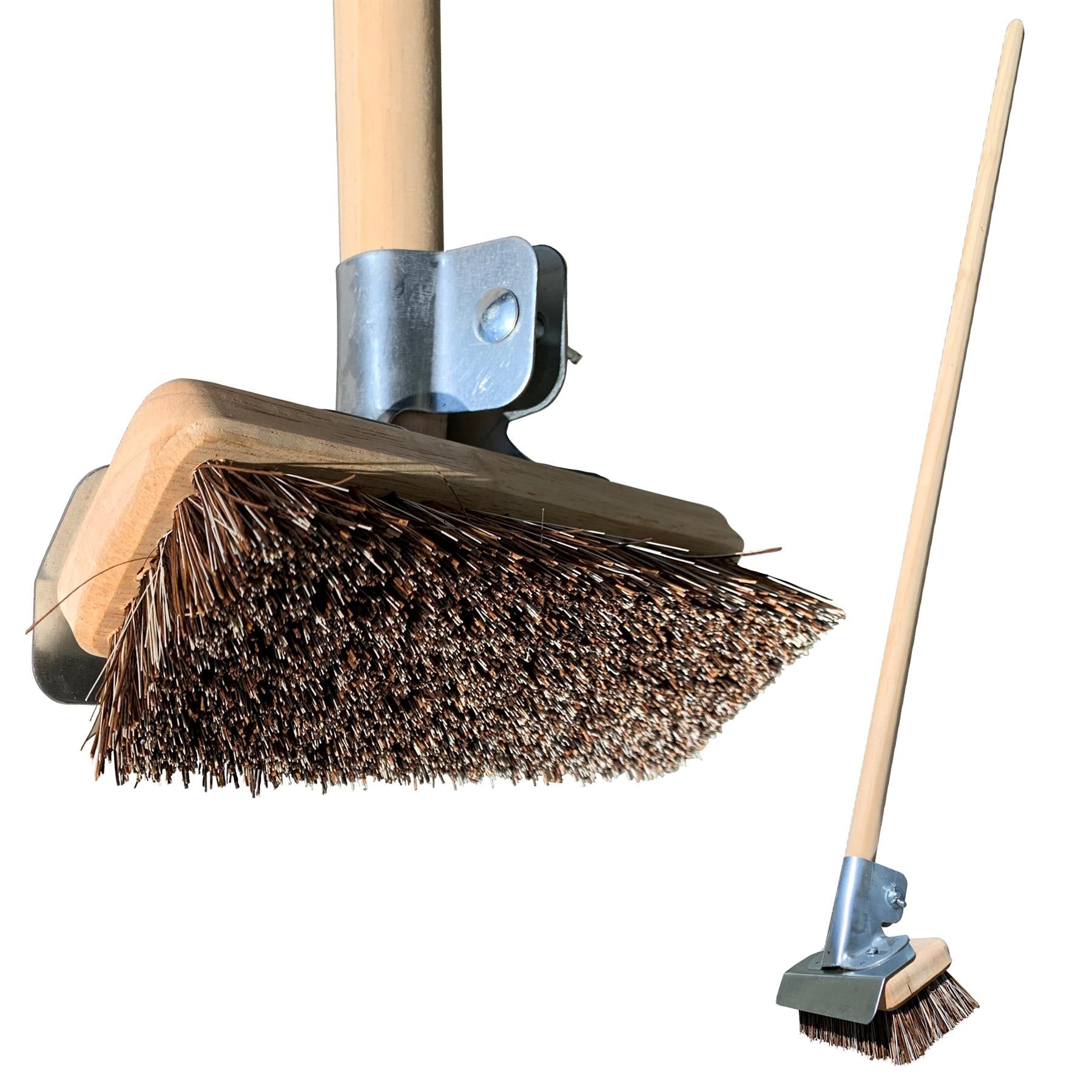 Heavy Duty Deck Scrub with Metal Scraper & Wooden Handle
