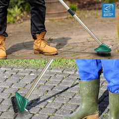 Wire Weed Brush with Scraper | Long Handle Patio & Driveway Cleaner