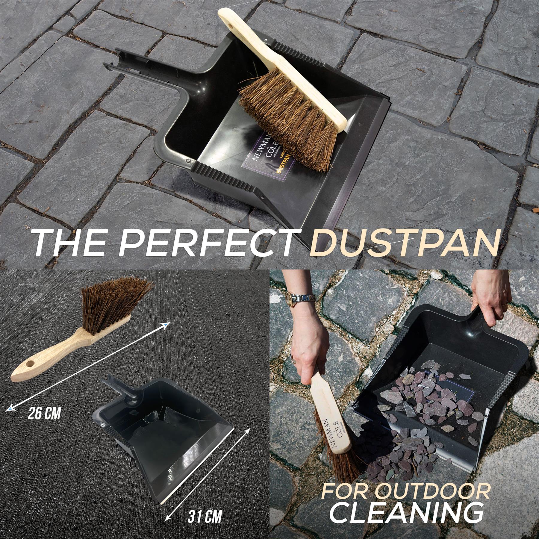 Newman and Cole Large Outdoor Garden Dustpan and Stiff Hand Brush Set