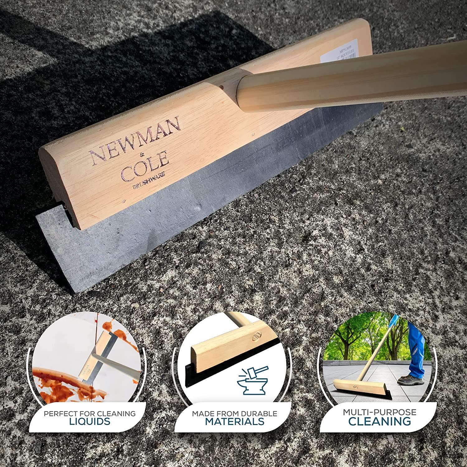 12" Newman and Cole Wooden Rubber Floor Squeegee and Handle