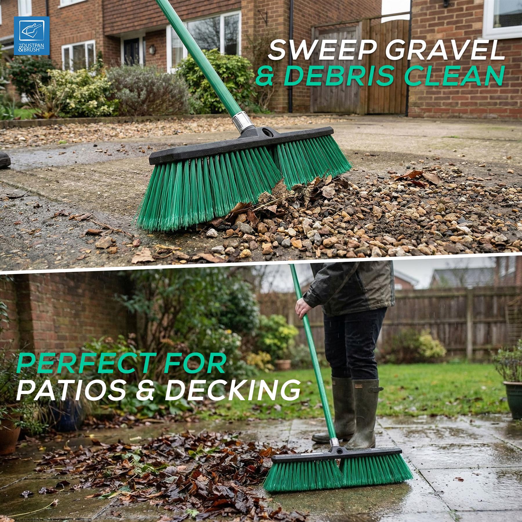 18" Heavy Duty Outdoor Yard Broom with Metal Handle