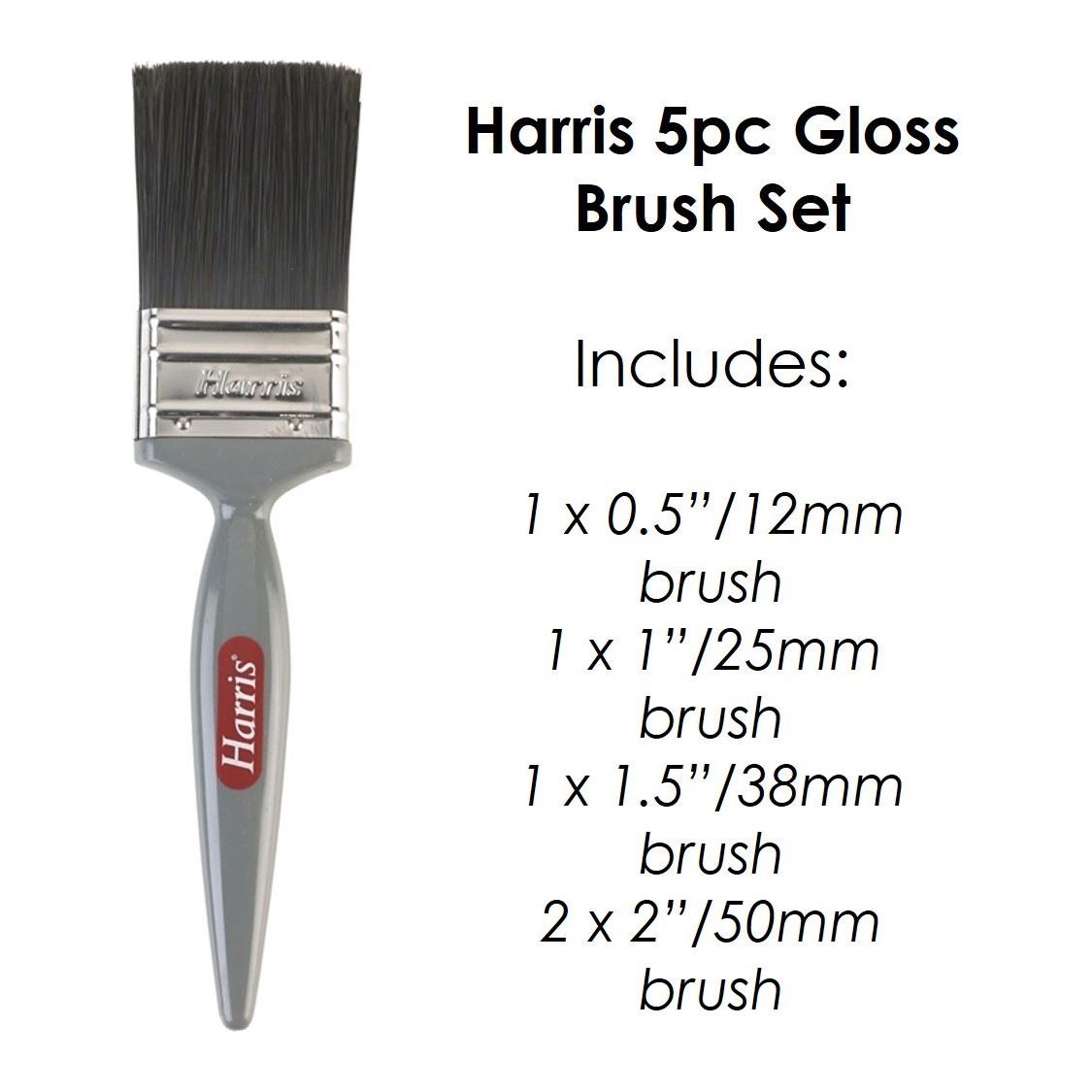 Harris 5 Piece Gloss Paint Brush Set for Oil-Based Paint