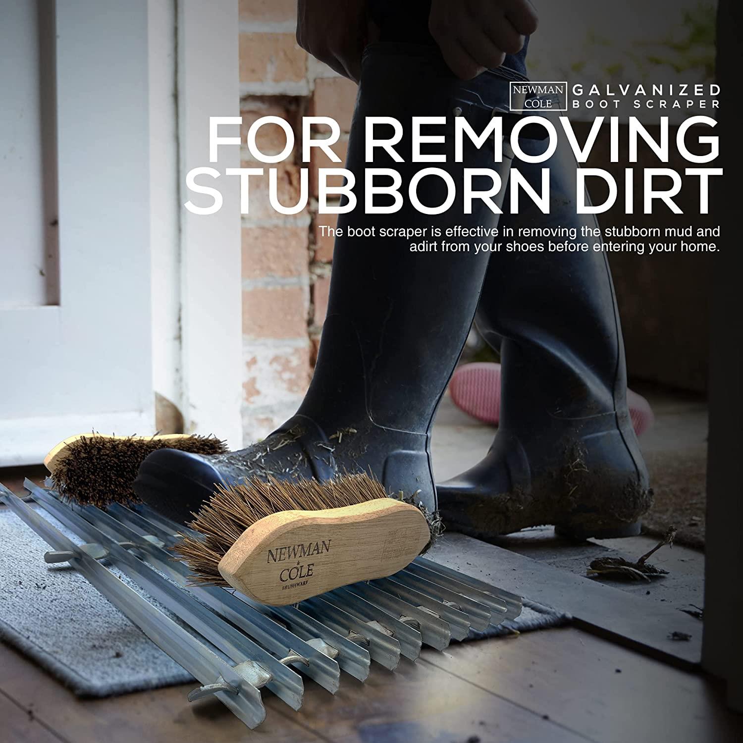Newman and Cole Galvanised Boot Mat Scraper with 2 Brushes