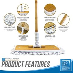 Bamboo Microfibre Floor Mop with Washable Pad
