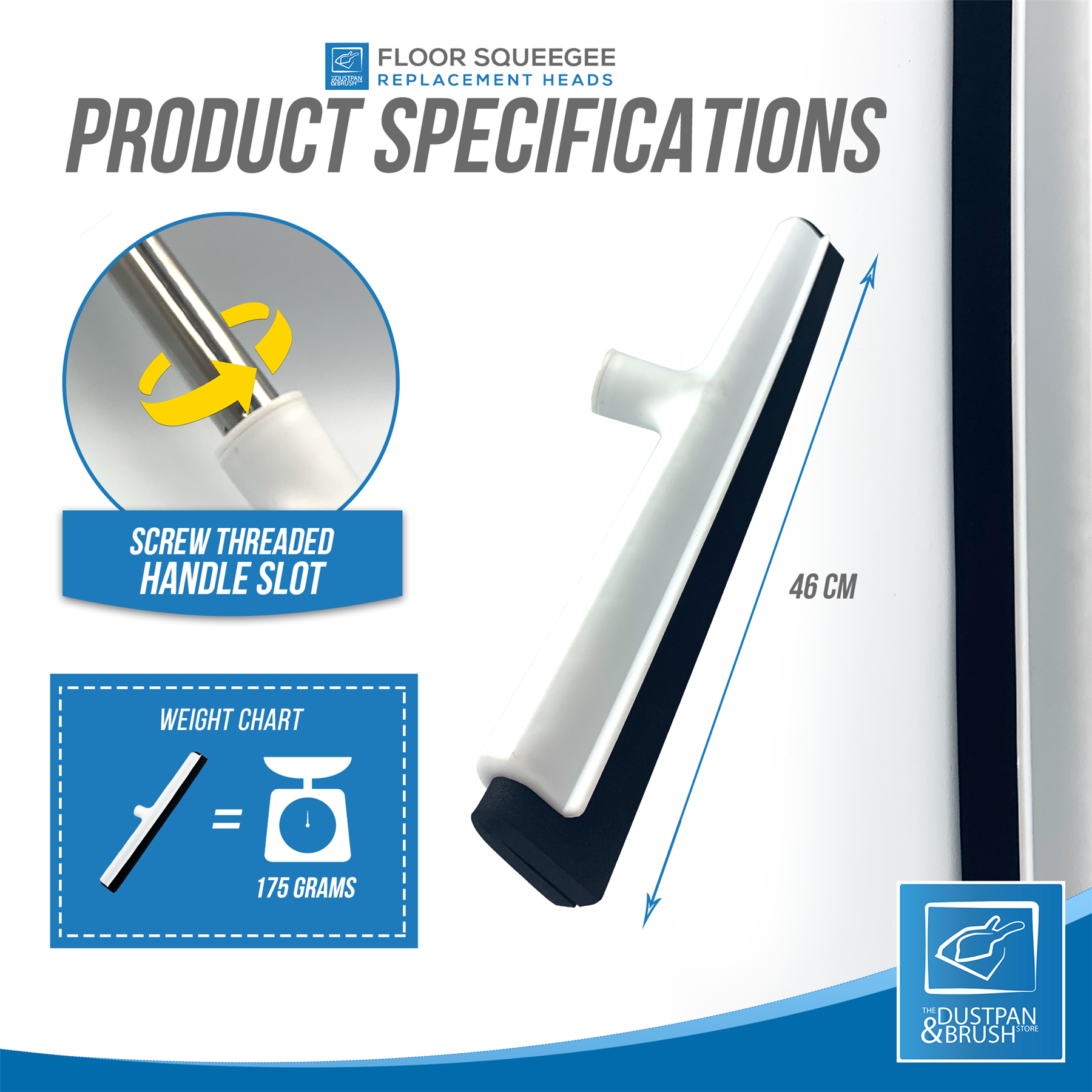 45cm White Floor Squeegee Replacement Head | Foam Blade