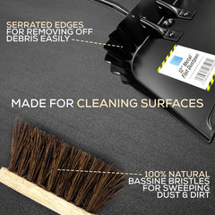 12" Metal Dustpan and Brush Set | Stiff Bassine Heavy Duty Sweeper