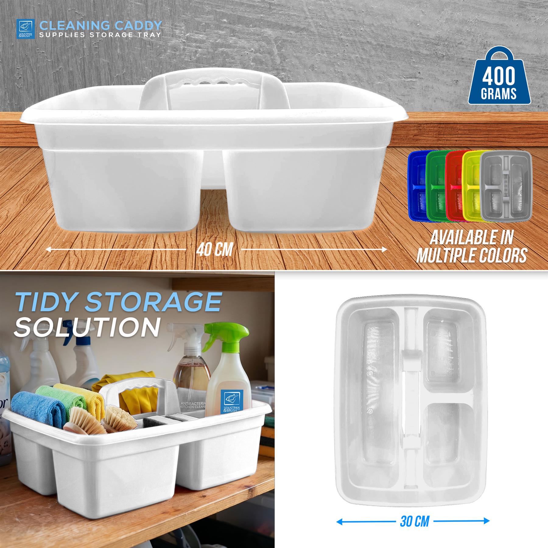 White Cleaning Caddy Storage Tray with Carry Handle