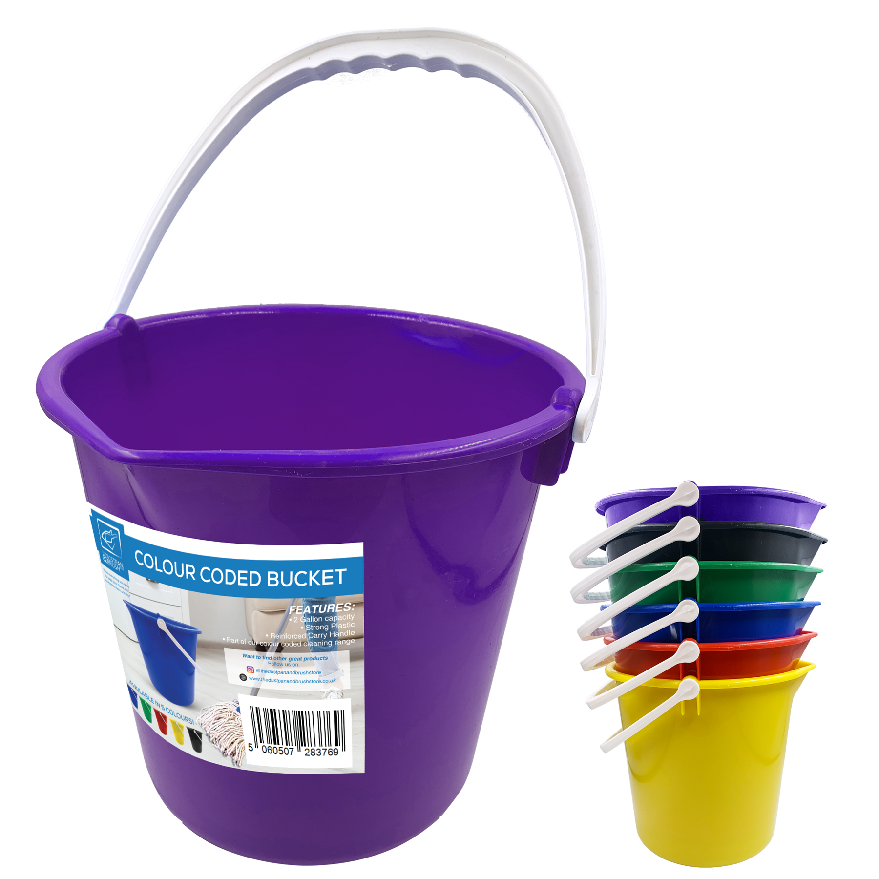 Purple 10L Colour Coded Cleaning Bucket with Spout