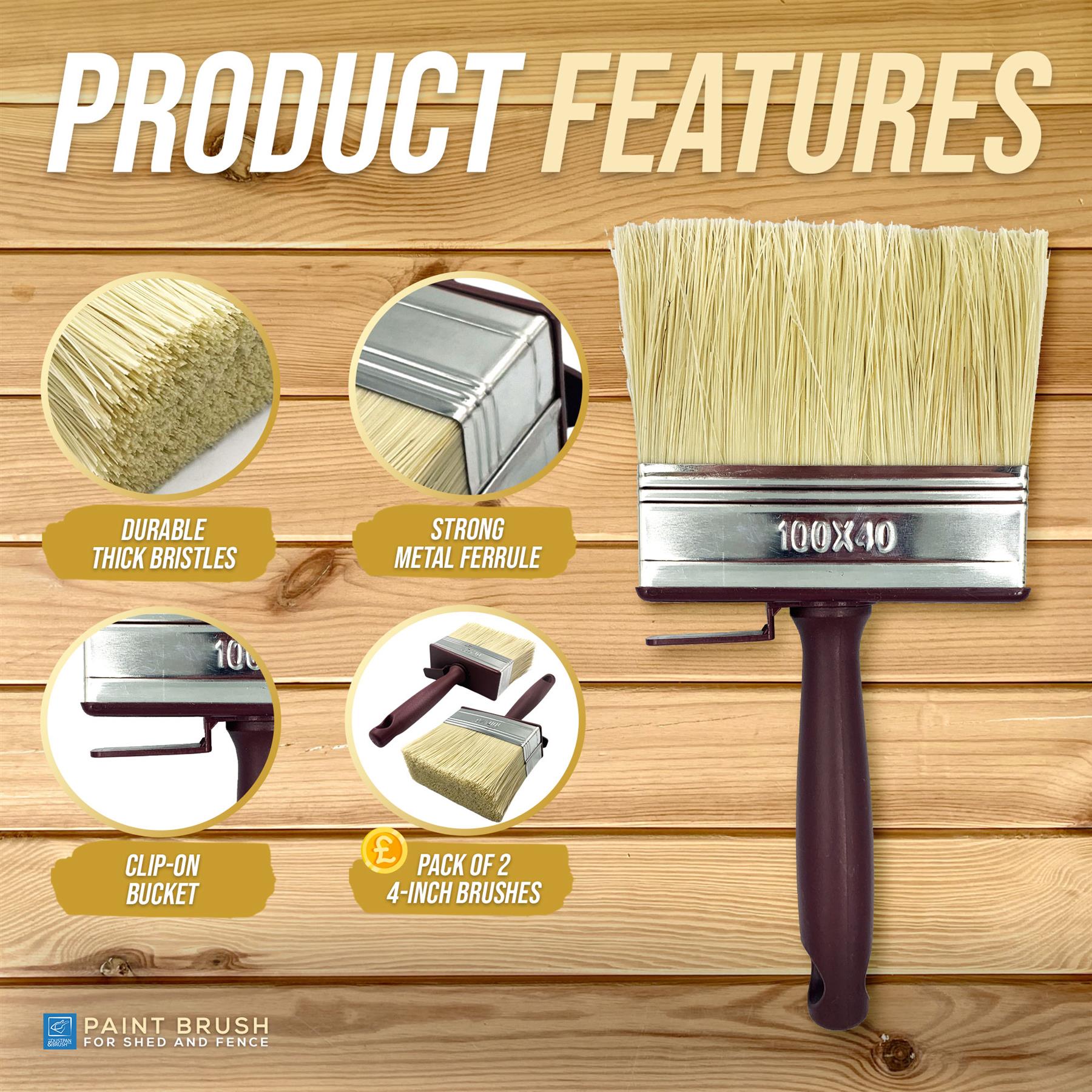 Shed and Fence Paint Brushes – Pack of 2