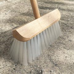 Universal Wooden Gutter Lawn Sweeper Broom Head with Synthetic Bristles and Wooden Handle