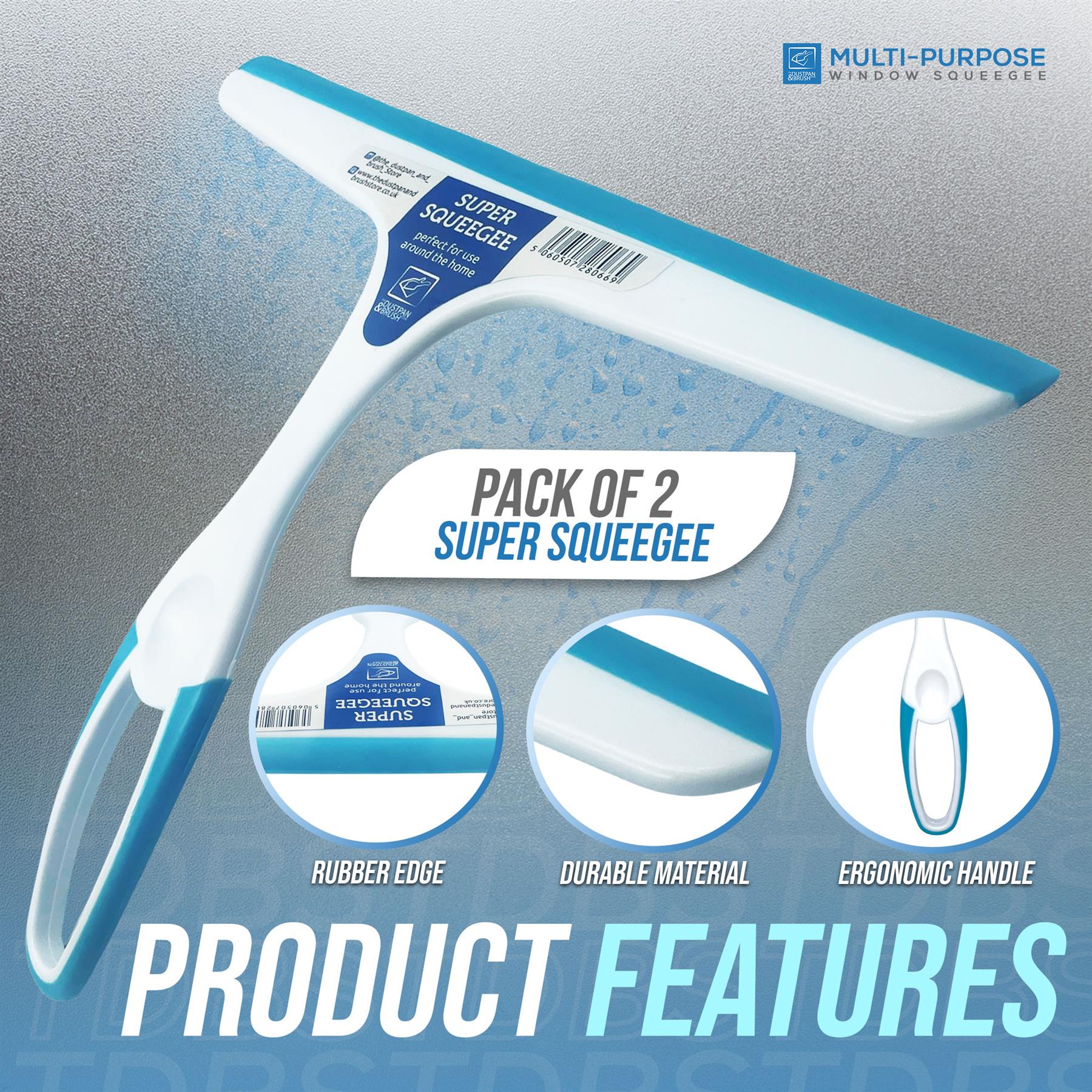 Window & Shower Squeegee Pack of 2 – Blue & White