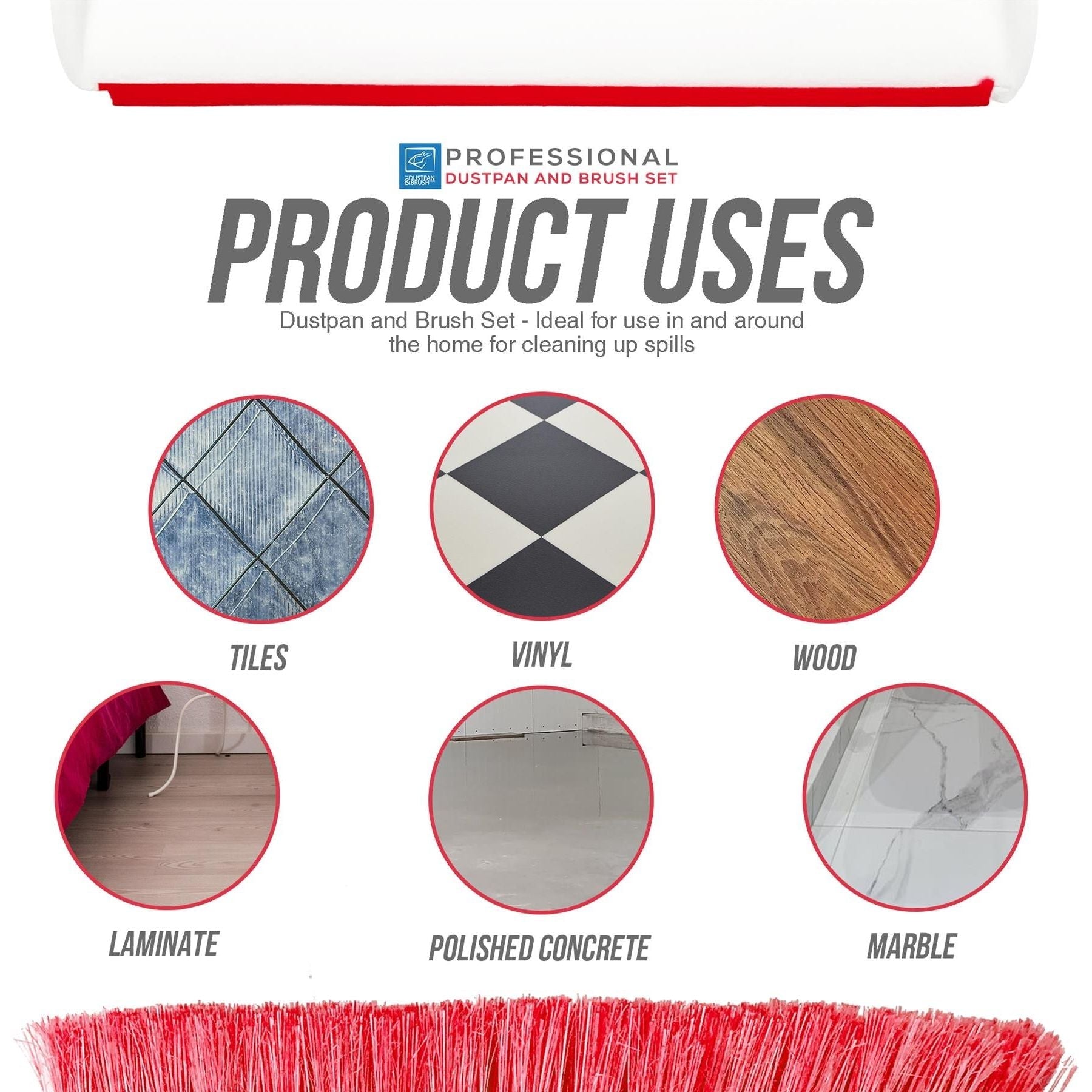 Deluxe Red Dustpan and Brush Set
