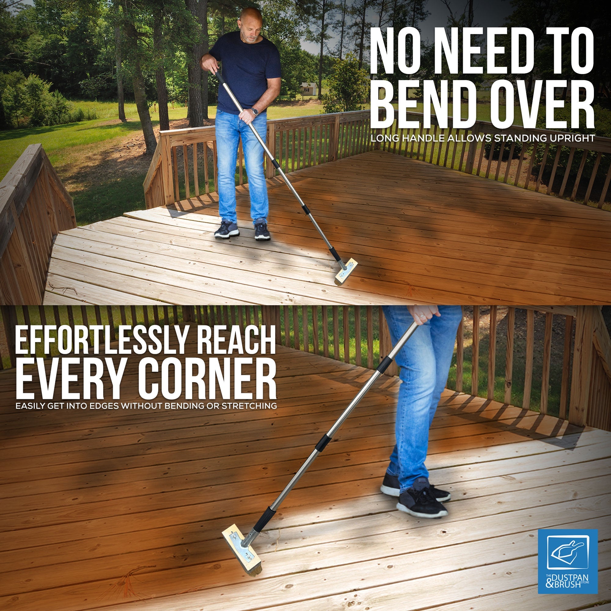Decking Brush Paint & Stain Kit with Metal Handle | Long Handle Decking Applicator