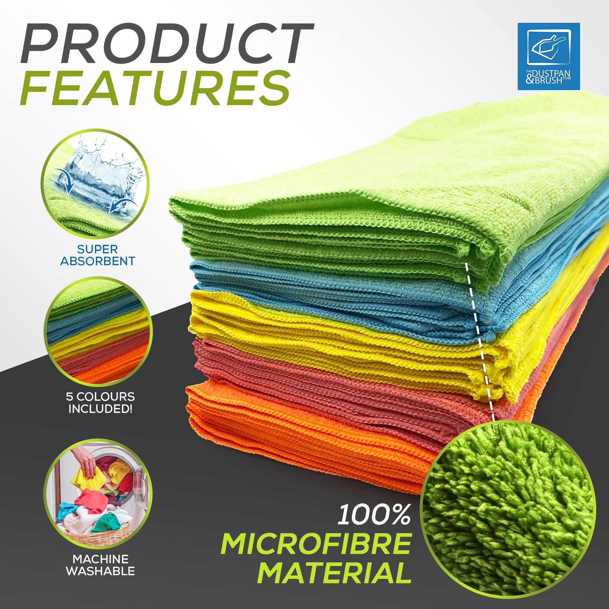 Pack of 20 Microfibre Cleaning Cloths (40x40cm)