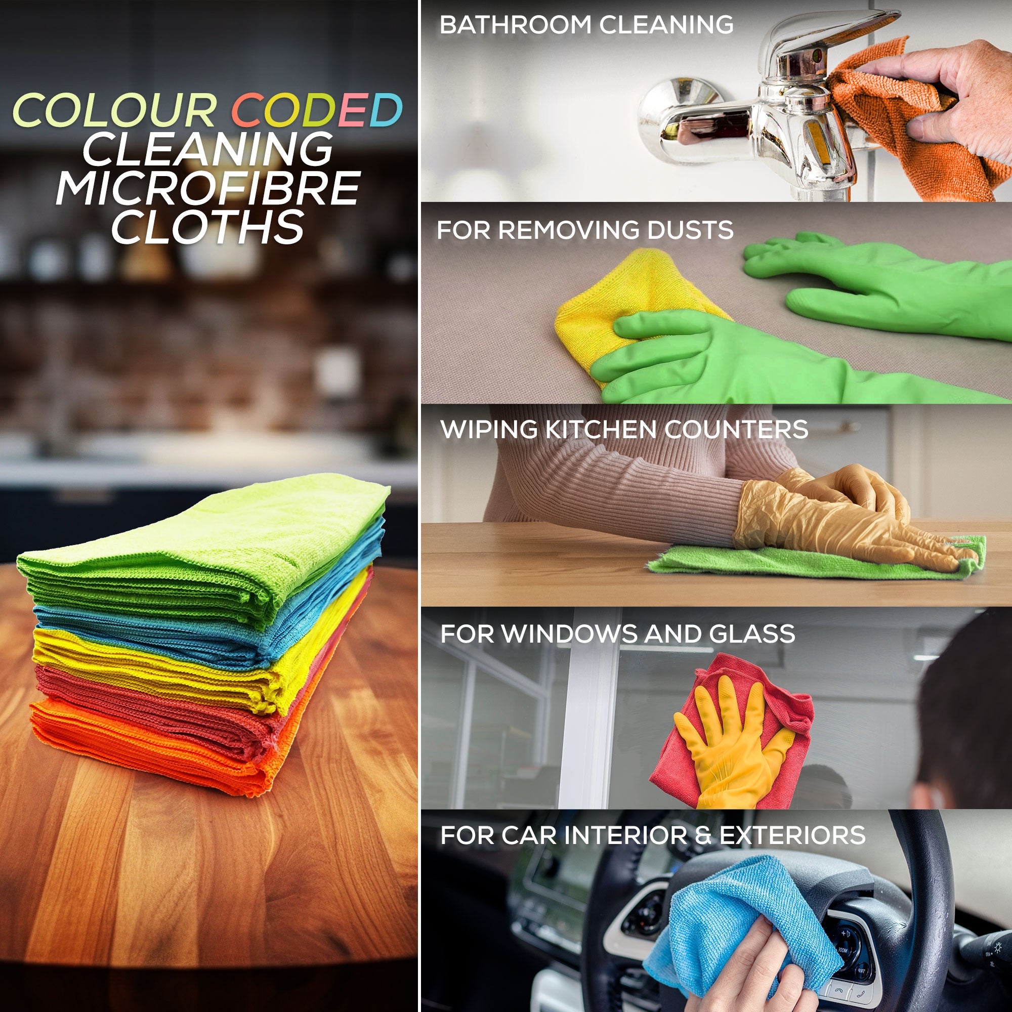 Pack of 20 Microfibre Cleaning Cloths (40x40cm)
