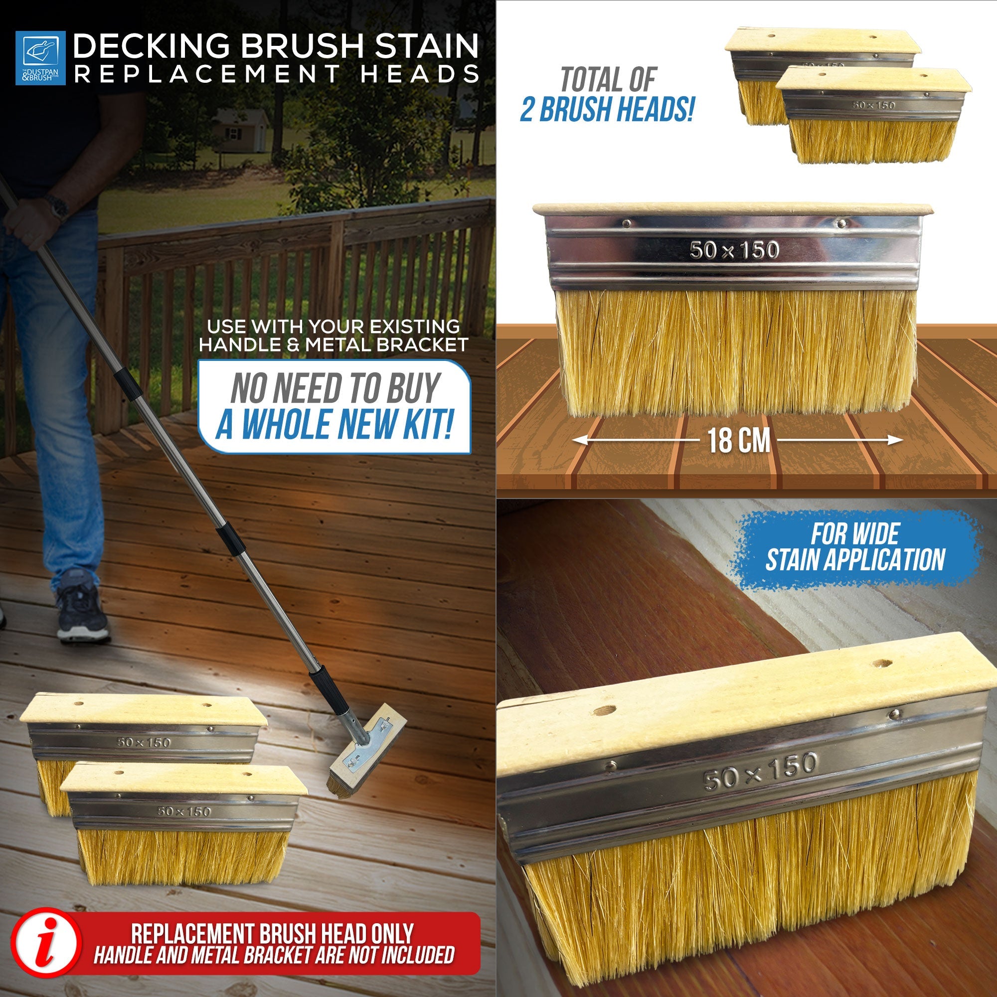 7" Decking Brush Replacement Head for Paint & Stain Kit
