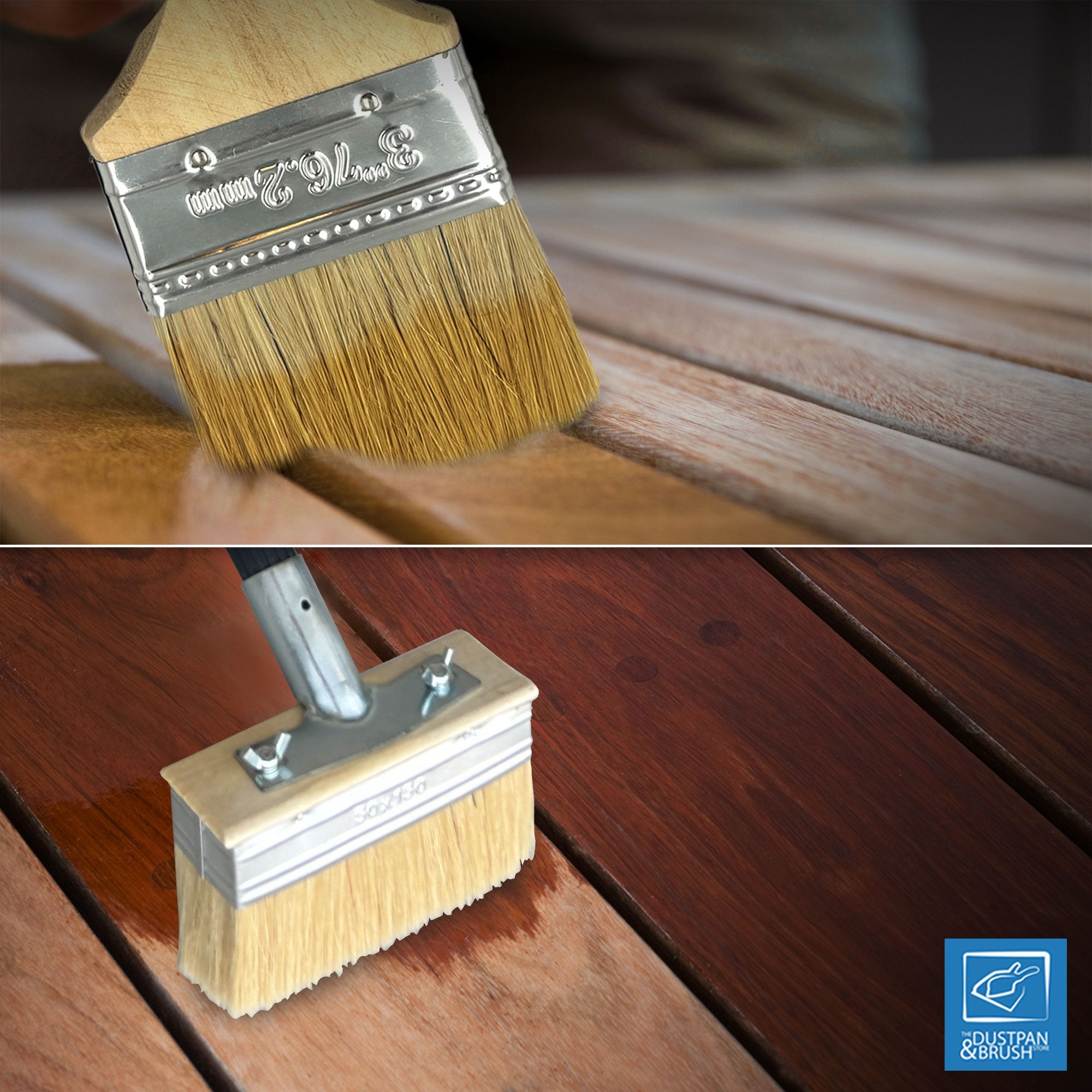 Decking Brush Paint & Stain Kit with Metal Handle | Long Handle Decking Applicator