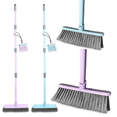 Indoor Sweeping Broom – Soft Bristle Floor Brush Duck Egg or Lilac