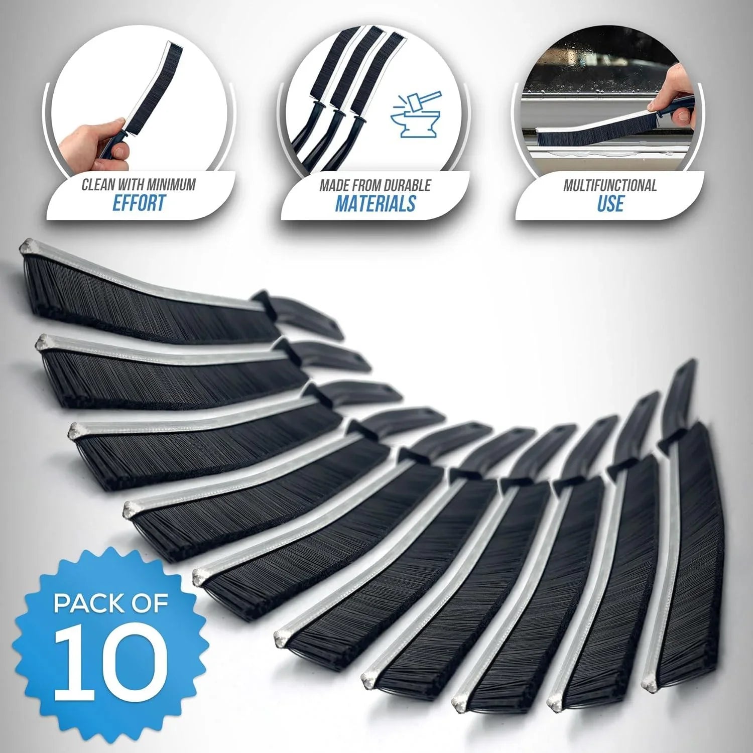 Narrow Long Gap Crevice Cleaning Brush - Single or Pack of 10