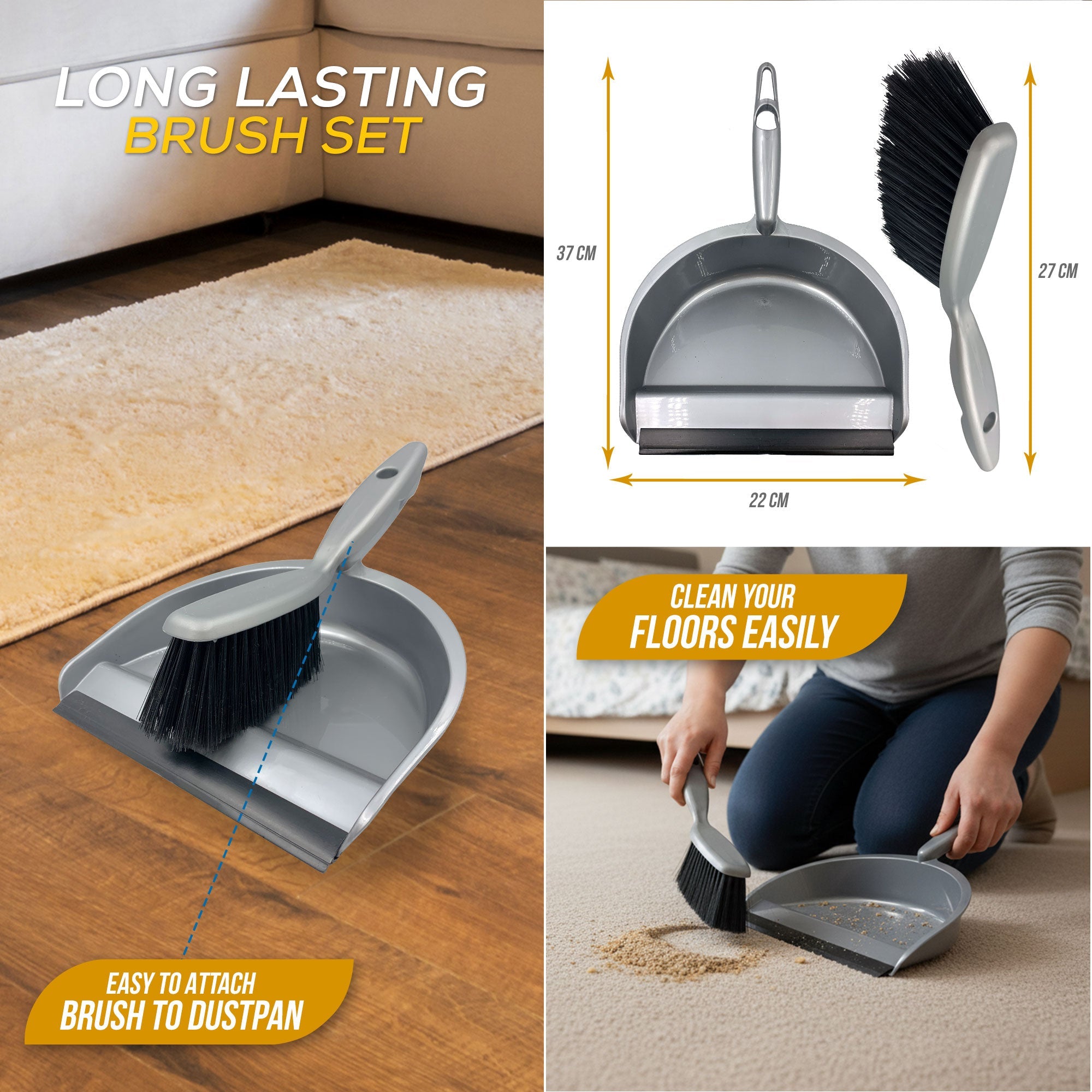 Plastic Dustpan and Soft Hand Brush