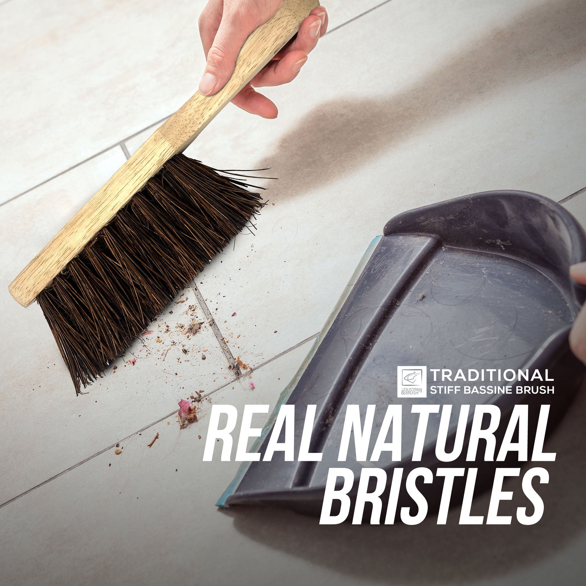 Stiff Bassine Hand Brush | Natural Fibre Wooden Sweeping Brush