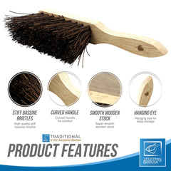Stiff Bassine Hand Brush | Natural Fibre Wooden Sweeping Brush