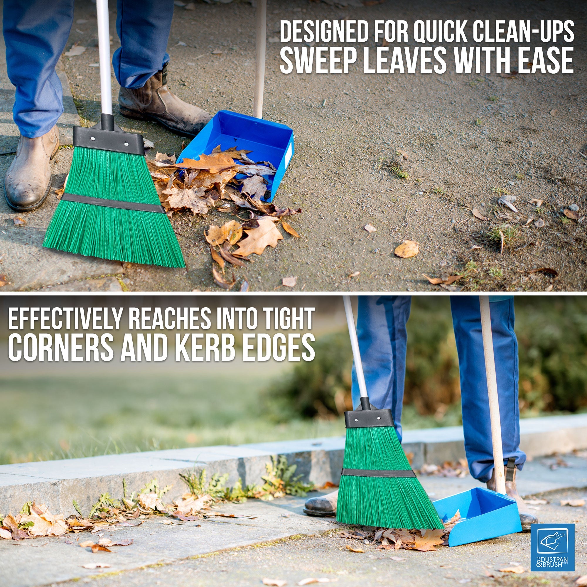 Telescopic Lawn and Gutter Flick Broom - Long PVC Bristle Outdoor Brush
