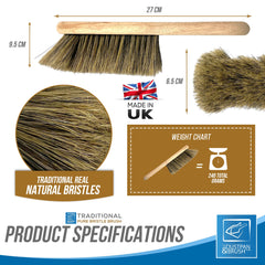 Natural Soft Hair Bristle | Unvarnished Banister Hand Brush