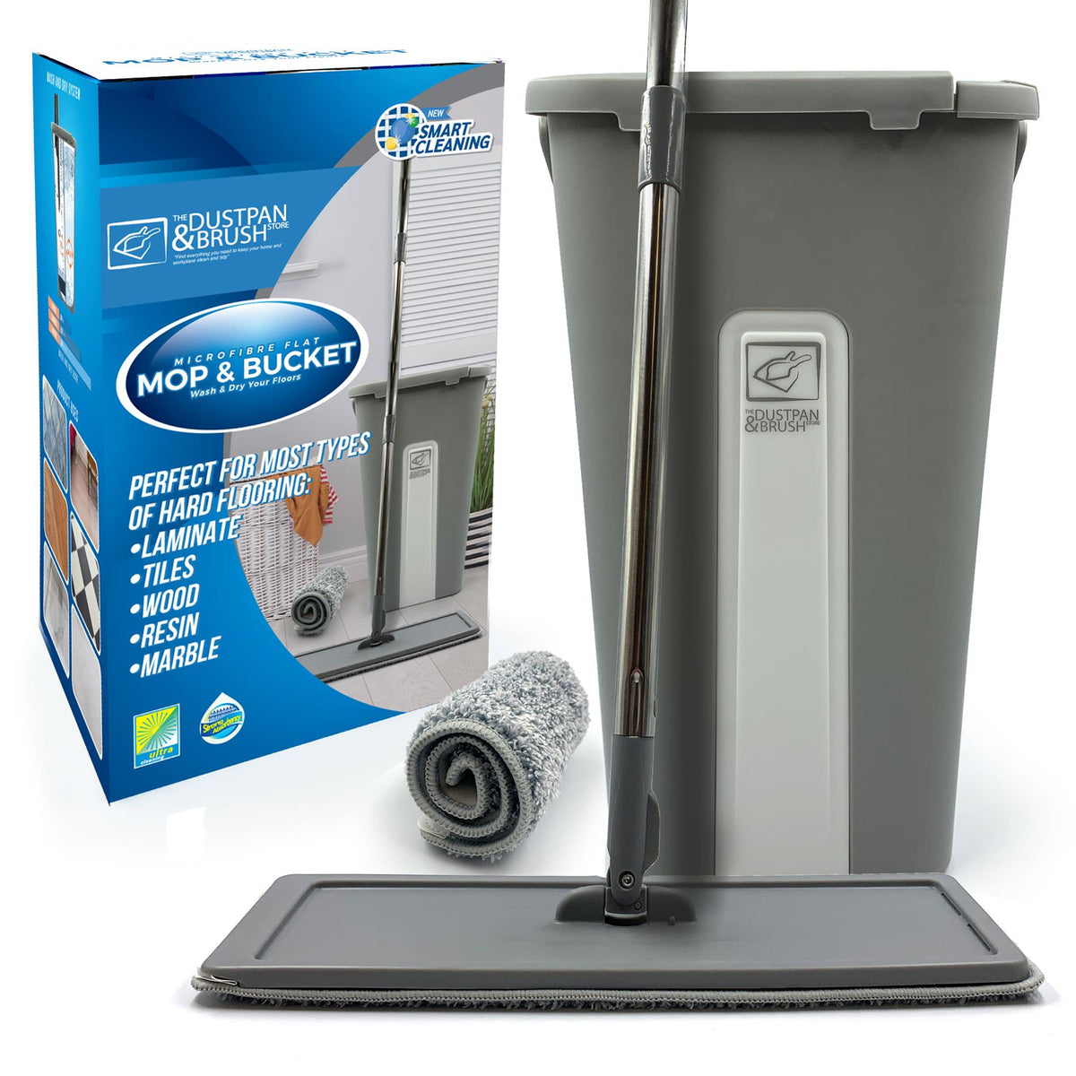 Magic Wash & Dry Flat Mop and Bucket Set – Compact Floor Cleaning