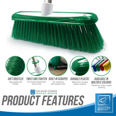 Green Colour Coded Broom Head & Handle