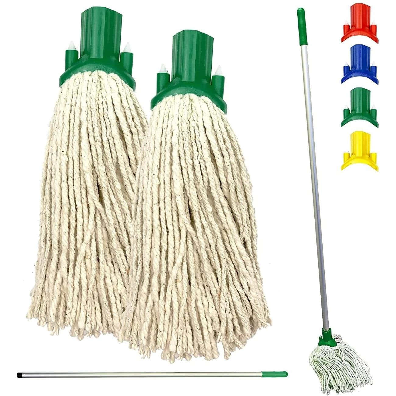 Colour Coded Aluminium Handle Mop Set with 2 Cotton Mop Heads